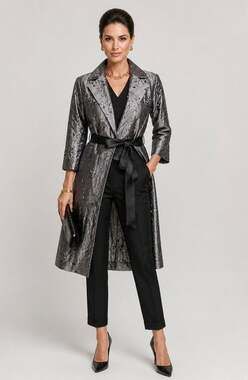 EUC - Vintage Don Caster Metallic Gray Floral Cut Away Jacket